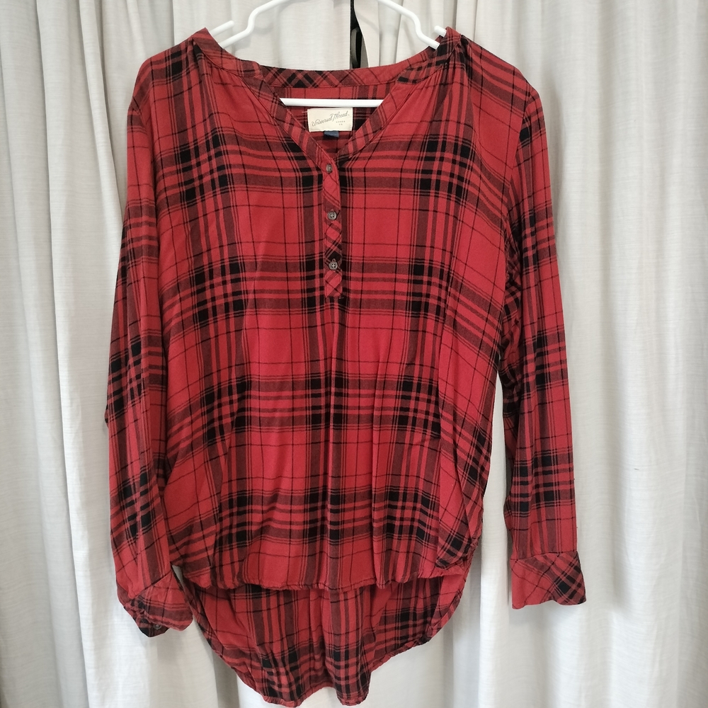 Universal Thread Red and Black Plaid Blouse